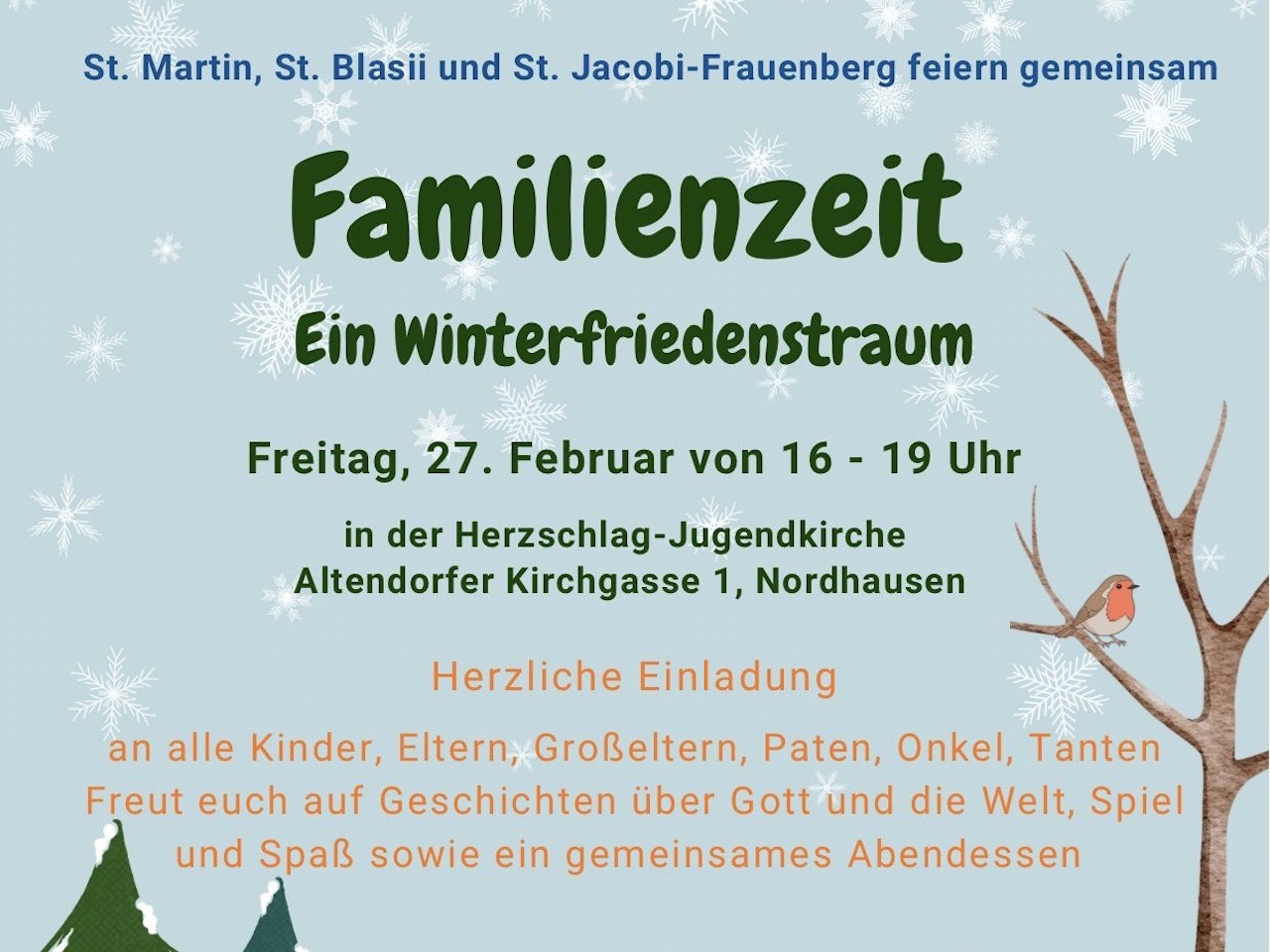 „Familienzeit“ am Freitag in der Jugendkirche und der KILA ist dabei.